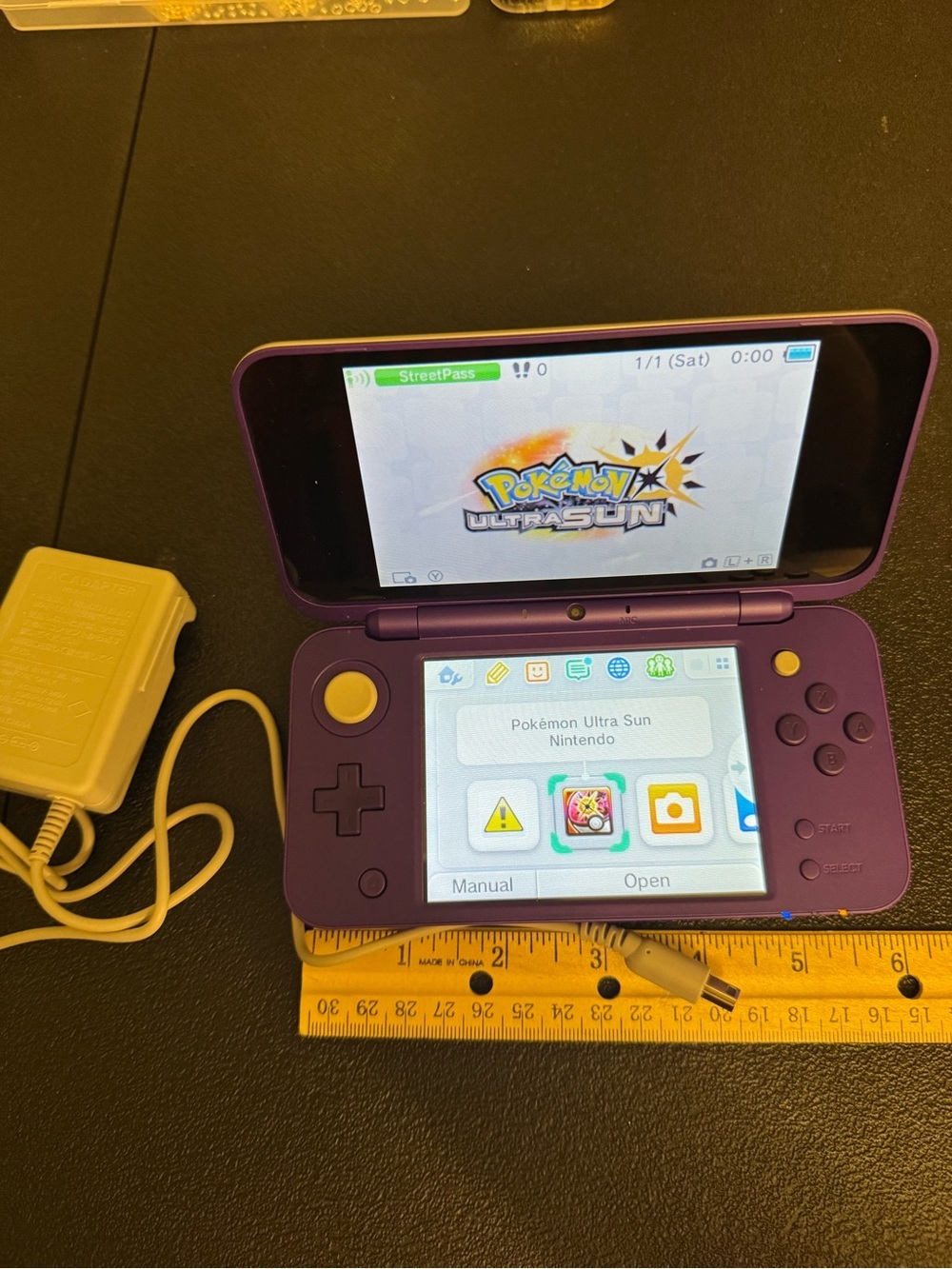 Nintendo 2DS XL Purple Handheld Console with Charger Pokémon Game